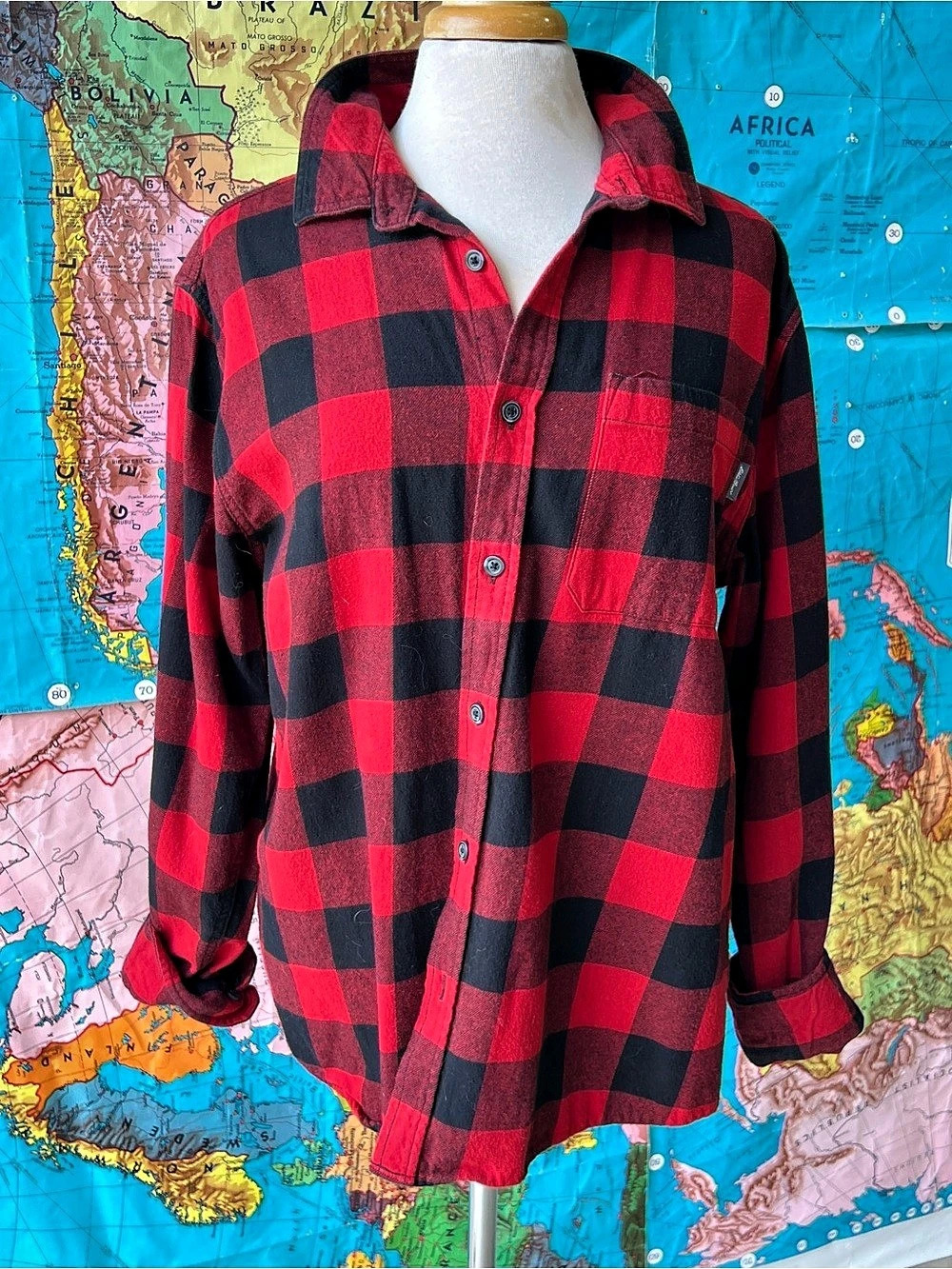 Eddie Bauer Red and Black Buffalo Check Flannel Shirt XL